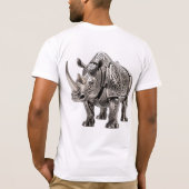 繊細なケルト銀色のラインを施した力強いケルト銀色のサイ Tシャツ (裏面)