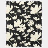 繊細なコスモスのフラワークリームベージュブラック暖かいドーム フリースブランケット (正面)