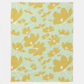 繊細なコスモスの花金ゴールドベージュグリーン暖かいドーム フリースブランケット (正面)