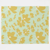 繊細なコスモスの花金ゴールドベージュグリーン暖かいドーム フリースブランケット (正面(横))