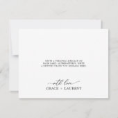 繊細なコリグラフィブラック&ホワイト花ありがとう サンキューカード (裏面)