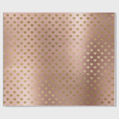 繊細なコンテンポラリーハートピンクローズ金ゴールドグラム ラッピングペーパー (フラット)