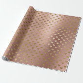 繊細なコンテンポラリーハートピンクローズ金ゴールドグラム ラッピングペーパー (アンロールド)