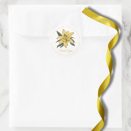 繊細なゴールデンリリーありがとう ラウンドシール