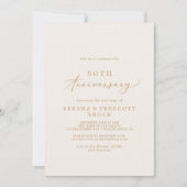 繊細なゴールドとクリームの50周年結婚記念日 招待状 (正面)