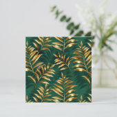 繊細なゴールドのシダの模様 招待状 (スタンド正面)