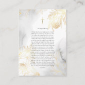 繊細なゴールドのバラのカトリック結婚式の祈りのカード プレイスカード (裏面)