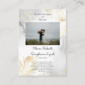 繊細なゴールドのバラのカトリック結婚式の祈りのカード プレイスカード (正面)