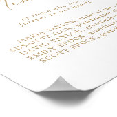 繊細なゴールドの愛の記憶 ウェディングメモリアルサイン ポスター (角)