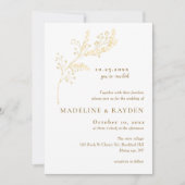 繊細なゴールドの植物モノグラムのウェディング 招待状 (正面)