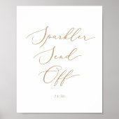 繊細なゴールドカリグラフィスパークラー送り出し ポスター (正面)