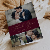 繊細なゴールドカリグラフィーバラード 3 枚の写真のコラージュ サンキューカード