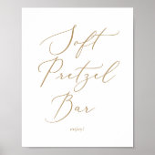 繊細なゴールドカリグラフィー結婚式ソフトプレッツェルバー ポスター (正面)