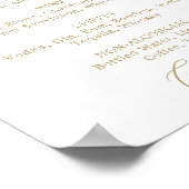 繊細なゴールドカリグラフィー結婚式ドリンクメニューサイン ポスター (角)