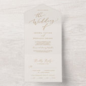 繊細なゴールドカリグラフィー | クリームウェディング オールインワン招待状 (内側)