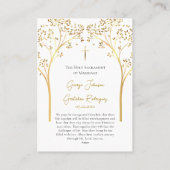 繊細なゴールドツリー カトリック結婚式の祈りカード プレイスカード (裏面)