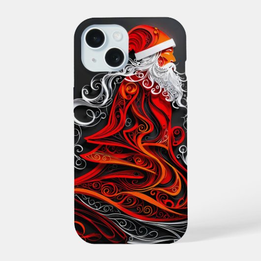 繊細なサンタの切り絵 iPhone 15ケース (裏面)