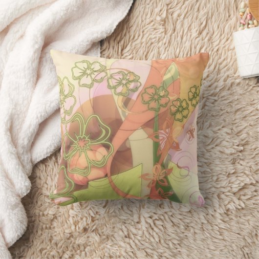 繊細なシャビーシックフローラプリントクッションアクセサリー クッション (ブランケット)