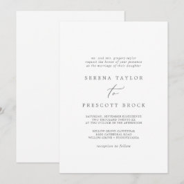繊細なシルバーカリグラフィーの伝統的な結婚式 招待状