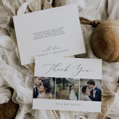 繊細なシルバー3フォトプリント可能なサンキューカード 招待状