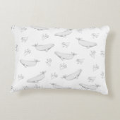 繊細なシロイルカと海藻のイラスト アクセントクッション (裏面)