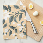 繊細なジャスミン花柄 キッチンタオル (四つ折り)