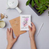 繊細なスイートピーパープルピンクラインアートフローラ カード