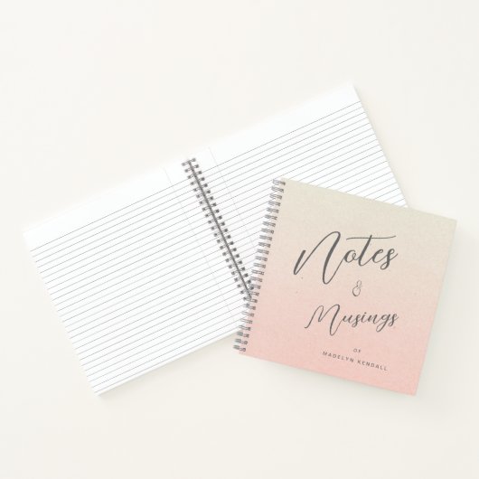 繊細なスクリプトのグラデーションパーソナライズされた桃 ノートブック (内部)