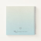 繊細なスクリプトのグラデーション青パーソナライズされた緑 ノートブック (裏面)