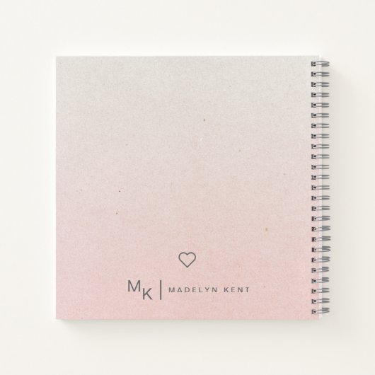 繊細なスクリプトグラデーションピンクパーソナライズされた色 ノートブック (裏面)