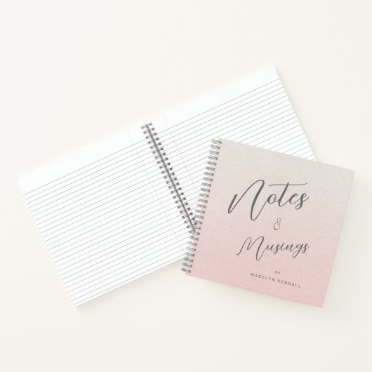 繊細なスクリプトグラデーションピンクパーソナライズされた色 ノートブック (内部)
