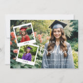 繊細なスクリプトコラージュ4枚の写真タイムライン卒業 招待状 (正面)