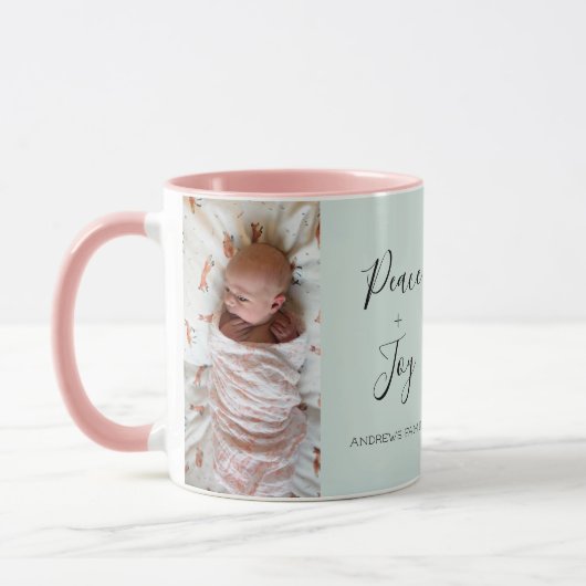 繊細なスクリプト2フォトコラージュ マグカップ (左)