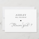 繊細なスクリプト&ハートフラワーガール提案カード 招待状 (正面)