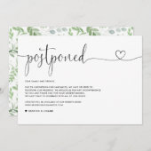 繊細なスクリプト 結婚式延期のお知らせ 案内状 (正面/裏面)