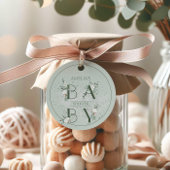 繊細なセージ緑のフローラ赤ちゃんシャワー フェイバータグ