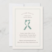 繊細なセージ緑の弓クラシックの赤ちゃんシャワー 招待状 (正面)