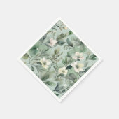 繊細なセージ緑の花柄 スタンダードカクテルナプキン (角)