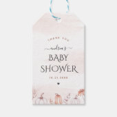 繊細なソフトピンクの秋カボチャハートベビーシャワー ギフトタグ (正面)