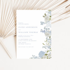 繊細なソフトブルーフローラ結婚ズ 招待状