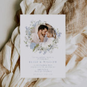 繊細なソフトブルーフローラ結婚リース 招待状