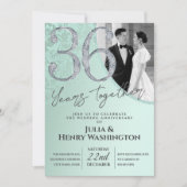 繊細なソフトミントグリーンの36回目の結婚記念日   招待状 (正面)