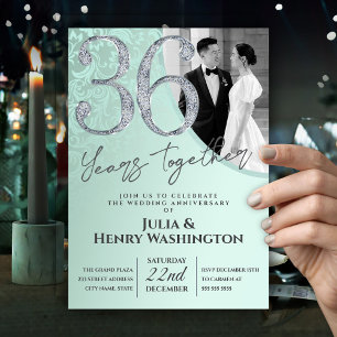 繊細なソフトミントグリーンの36回目の結婚記念日 招待状