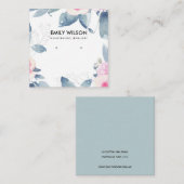 繊細なソフト赤面ブルーフローライヤリングディスプレイロゴ スクエア名刺 (正面/裏面)