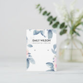 繊細なソフト赤面ブルーフローライヤリングディスプレイロゴ 名刺 (スタンド正面)