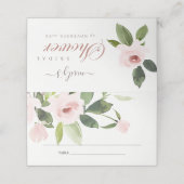 繊細なソフト ブラッシュ ピンク ローズ フローラル ブライダル シャワー プレイスカード (外部開封)