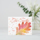 繊細なタンポポと秋の葉 ポストカード (スタンド正面)