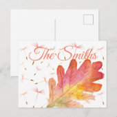 繊細なタンポポと秋の葉 ポストカード (正面/裏面)