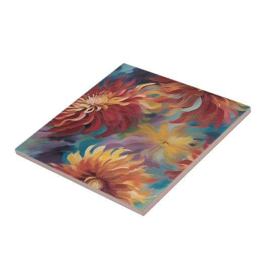 繊細なダリアの花 タイル (側面)