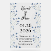 繊細なダークブルーのワイルドフラワーロマンチック結婚ズ アクリルサイン (正面)